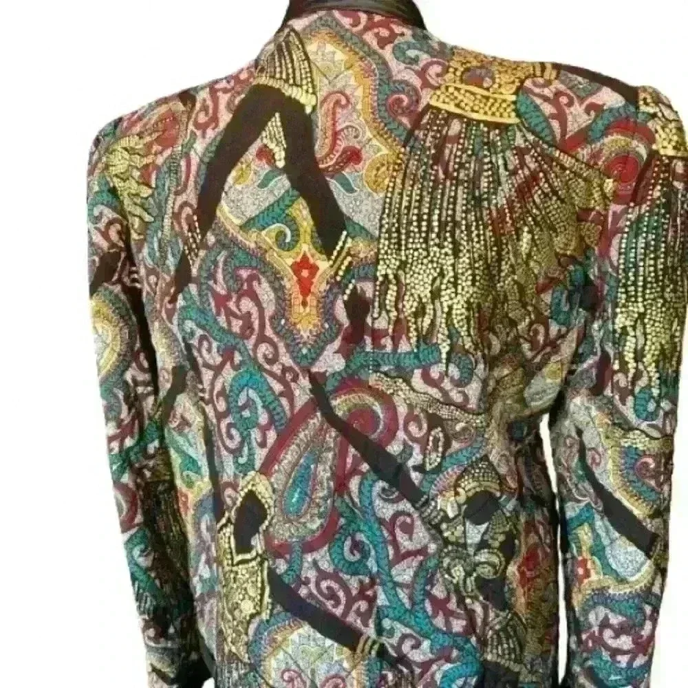 Vintage Silk Davide Cenci‎ Gold Shimmer Quilted Woman’s Jacket Size M